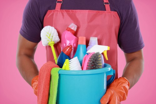 End of tenancy cleaning team preparing a kitchen in Edgware
