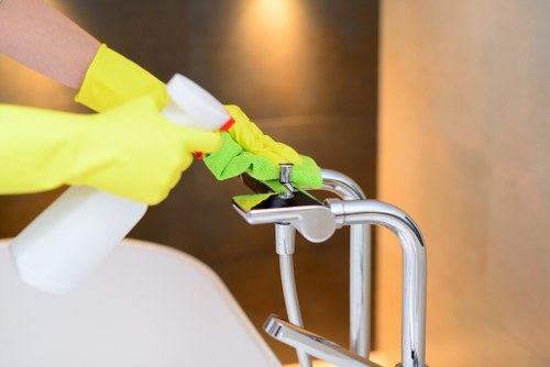 Carpet cleaning team in Edgware using sustainable waste sorting practices