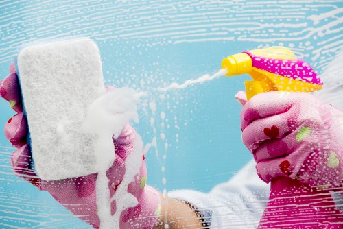 Professional carpet cleaner following a safety-focused work routine
