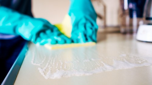 Risk assessment checks being completed in a home before cleaning